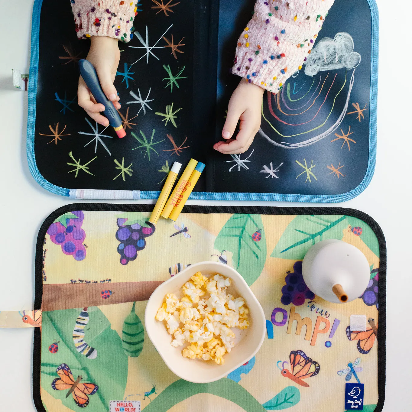 Backyard Bugs Dry Erase Wipe Fold   Go Place Mat and Chalk Mat