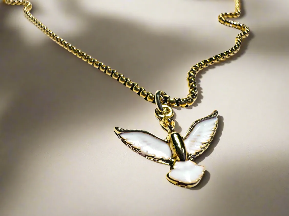 Bird Necklace, white Bird jewelry