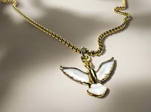 Bird Necklace, white Bird jewelry