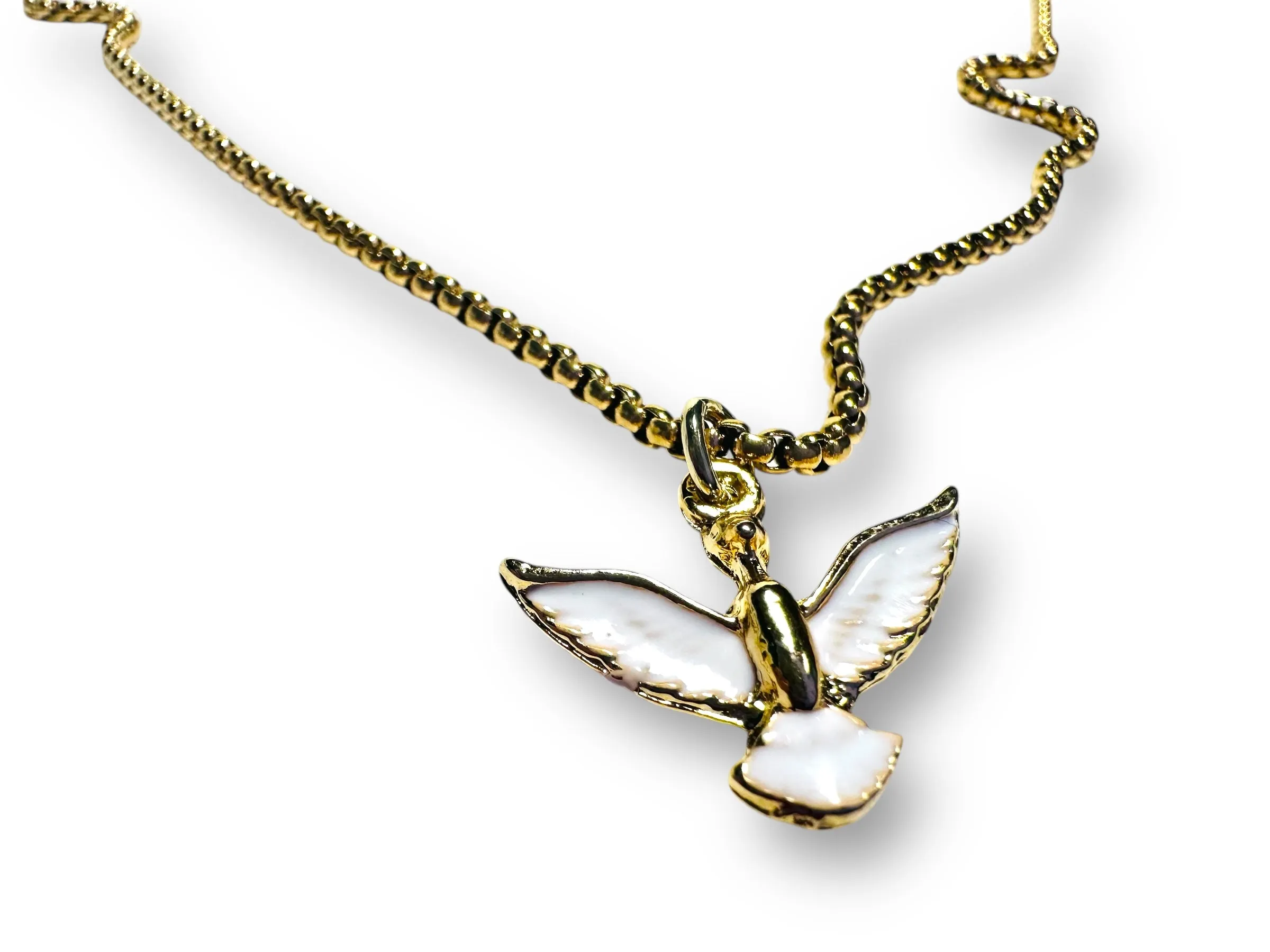 Bird Necklace, white Bird jewelry