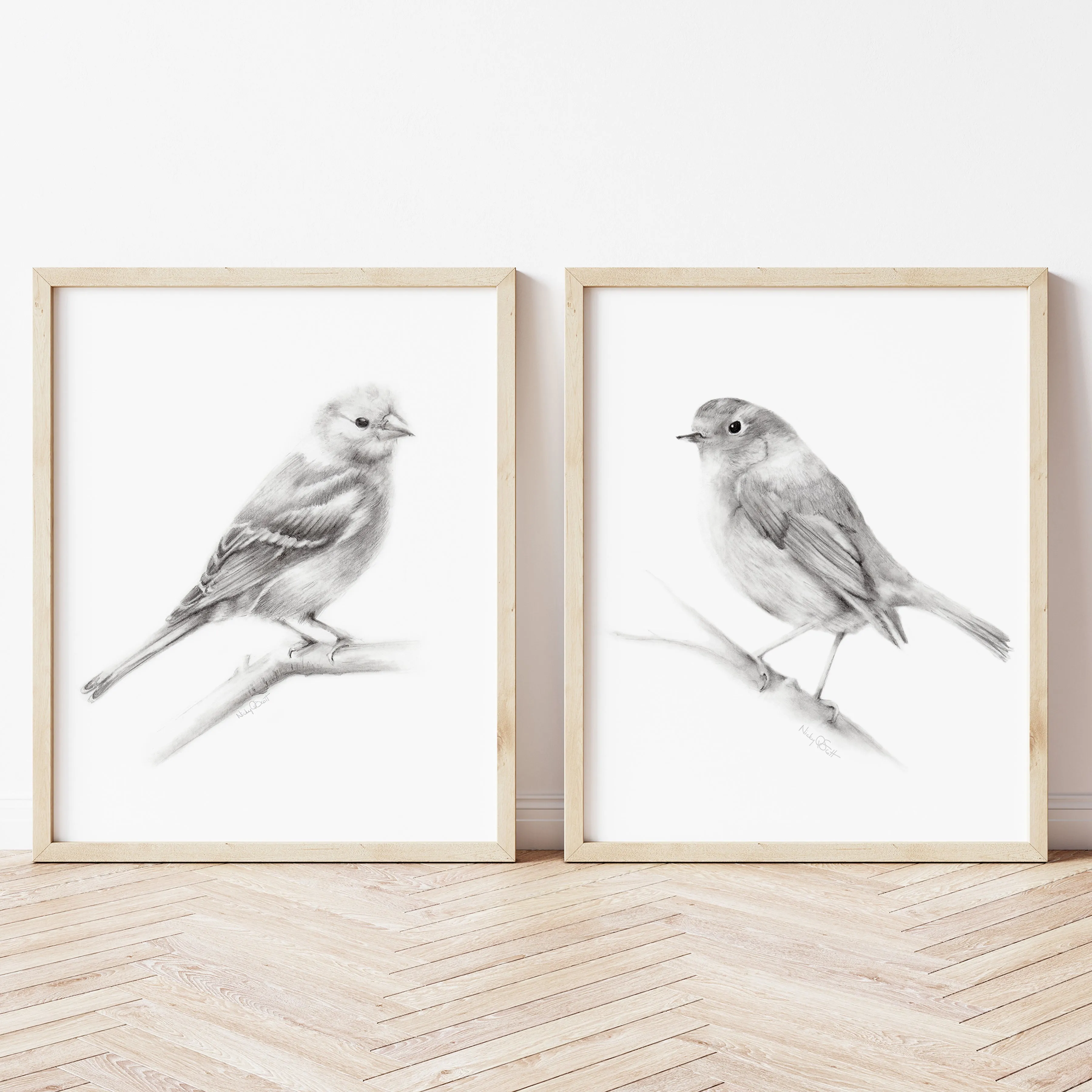 Bird Pencil Drawings - Set of 2