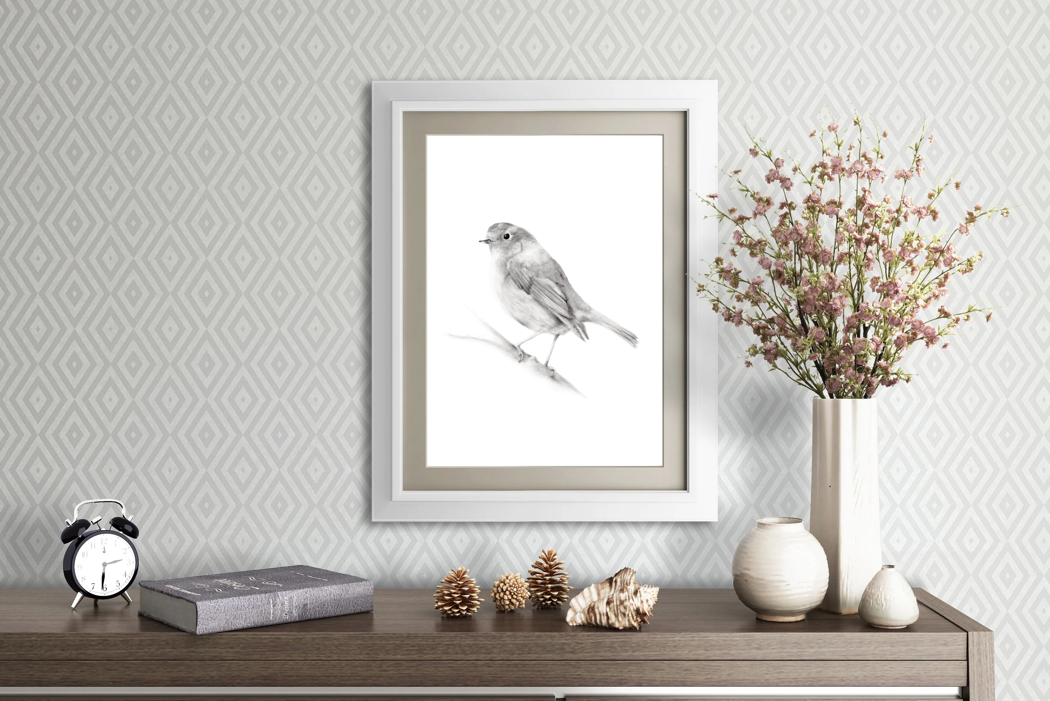 Bird (Robin) Pencil Drawing Print