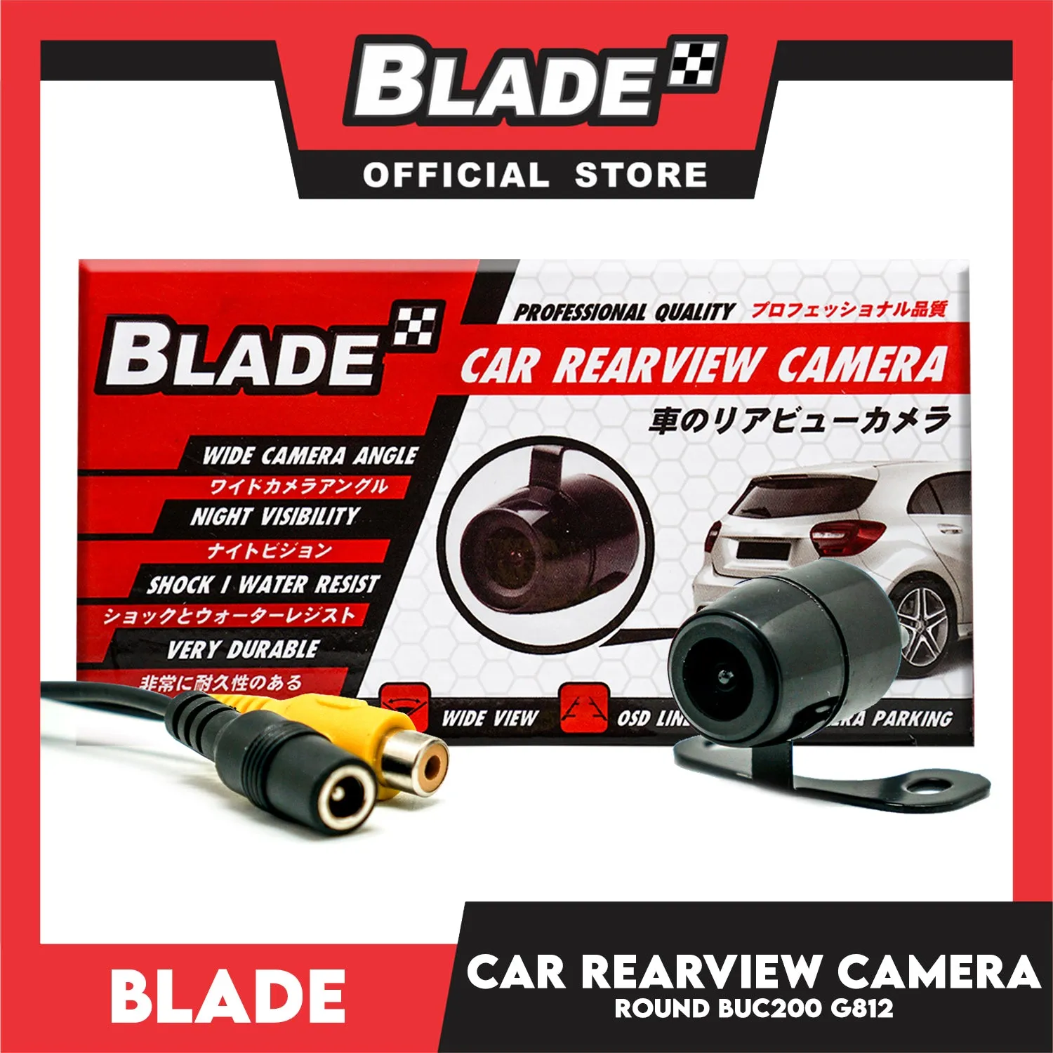 Blade Back Up Camera RND with LED BUC200 G812 (Black) Car Rearview Camera