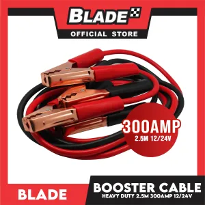 Blade Booster Cable 300AMP Heavy Duty 2.5M 12/24V- Tangle Free Auto Booster Cable, Jump Cables