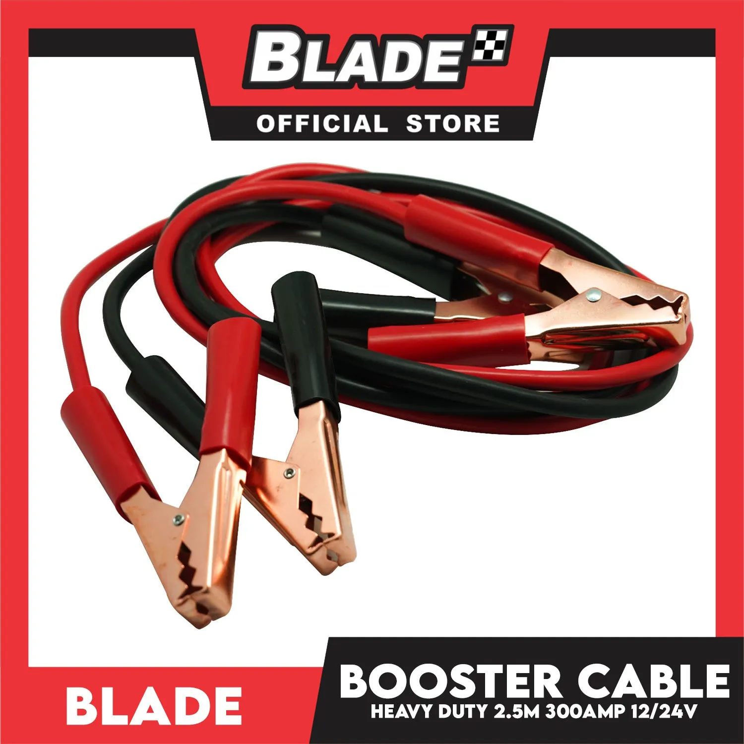 Blade Booster Cable 300AMP Heavy Duty 2.5M 12/24V- Tangle Free Auto Booster Cable, Jump Cables