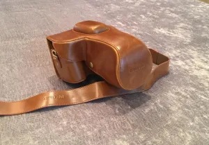 Camson Leather Camera Case for Nikon D3500, D3400 (Light Brown)
