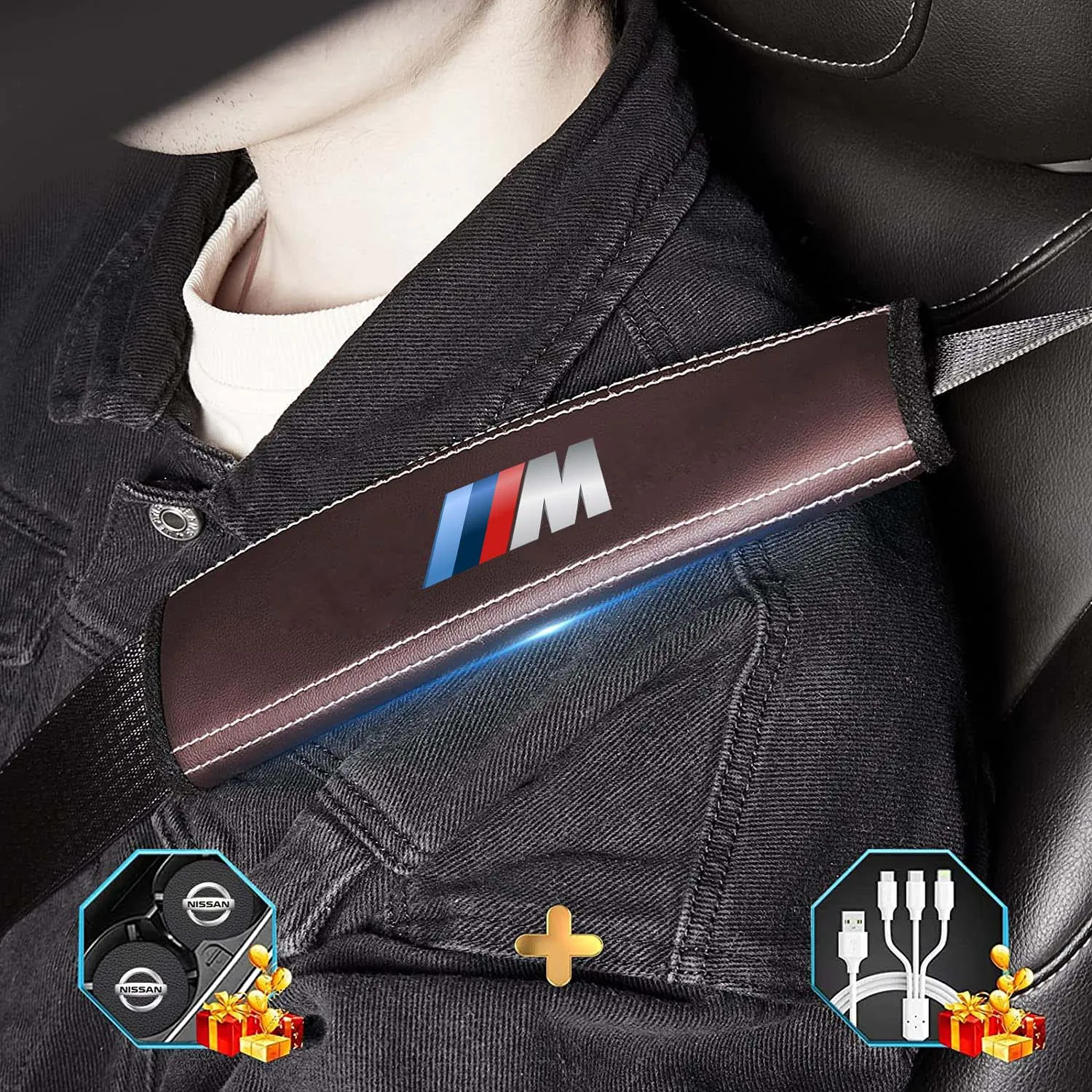Car Seat Belt Covers (2PCS), Custom Fit For Your Cars, Microfiber Leather Seat Belt Shoulder Pads for More Comfortable Driving, Car Accessories KO13994