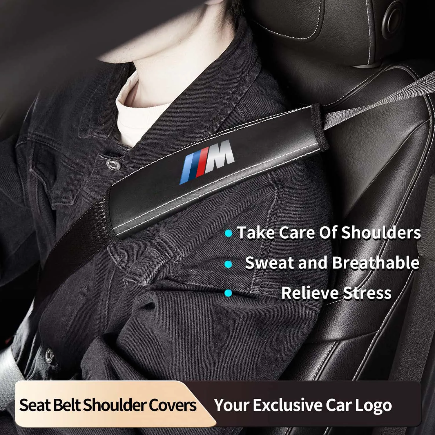 Car Seat Belt Covers (2PCS), Custom Fit For Your Cars, Microfiber Leather Seat Belt Shoulder Pads for More Comfortable Driving, Car Accessories KO13994