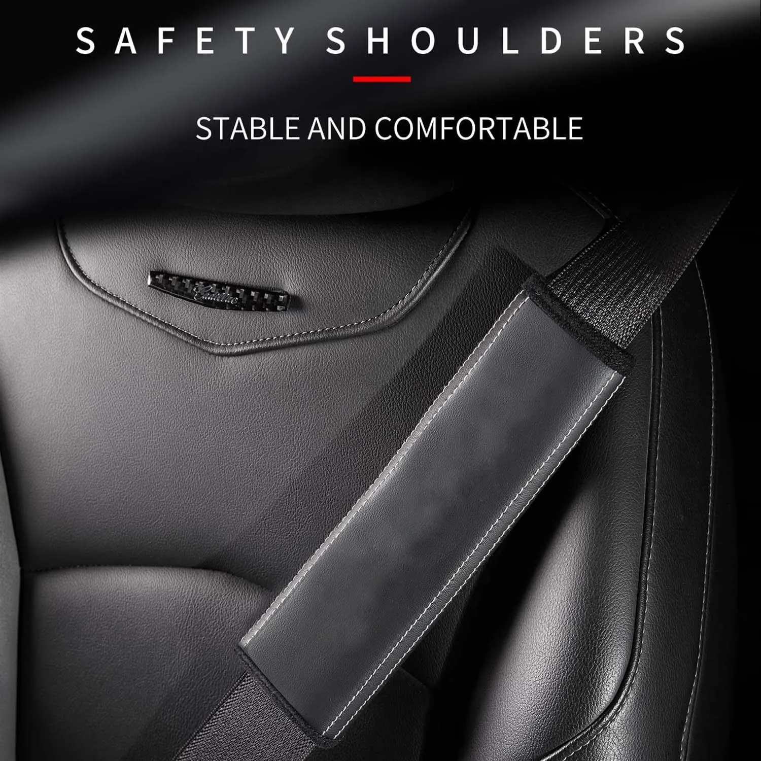 Car Seat Belt Covers (2PCS), Custom Fit For Your Cars, Microfiber Leather Seat Belt Shoulder Pads for More Comfortable Driving, Car Accessories UE13994