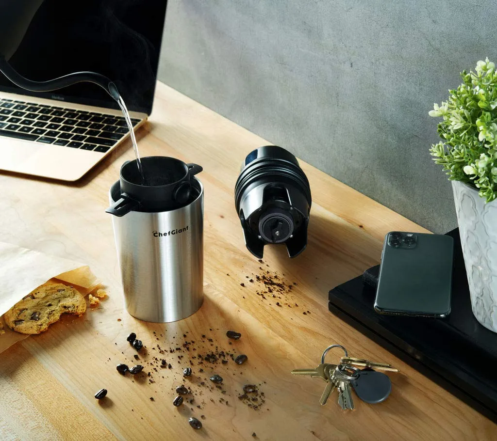 Coffee Maker With Rechargeable Electric Ceramic Coffee Grinder Travel Mug - SLH