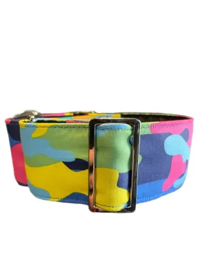 Colors in cammo greyhound Martingale collar cotton covered 50mm width super soft