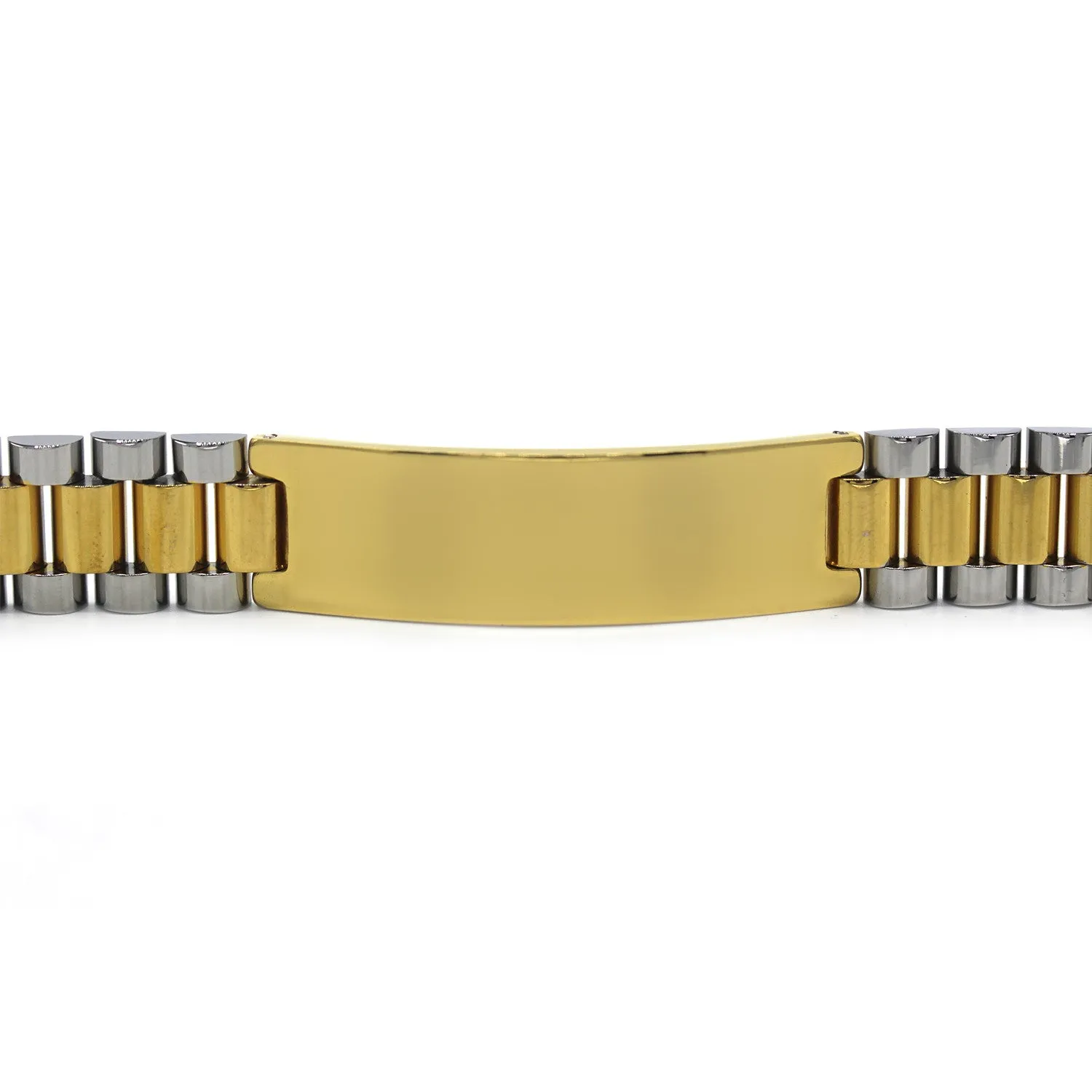 Decorative Men’s Stainless Steel ID Bracelet (2 tone)