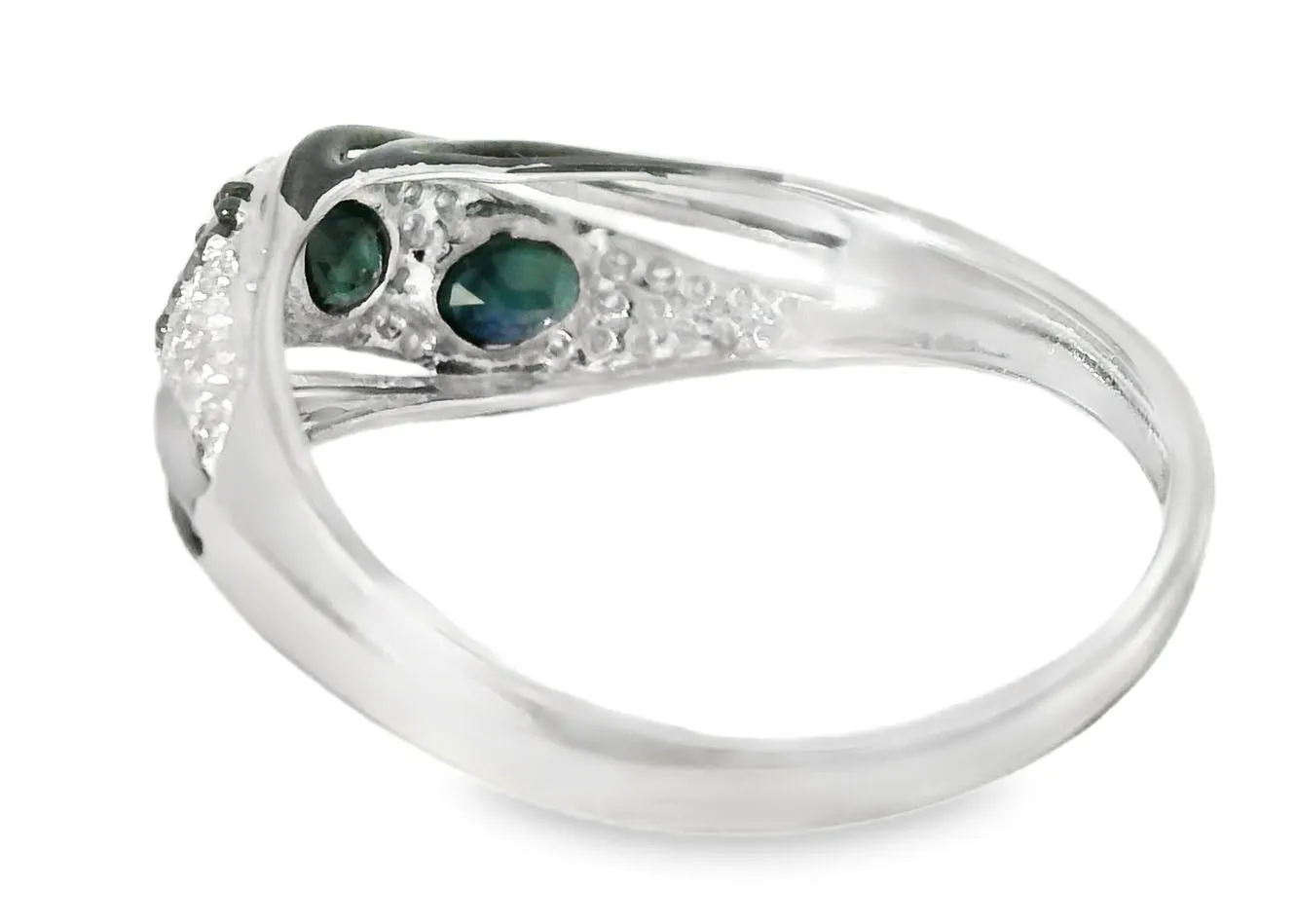 Fabulous 14K White Gold Diamond Sapphire Designer Band Ring