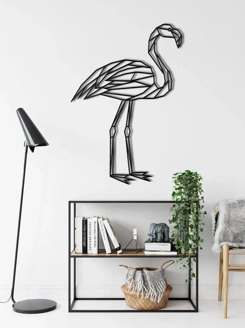 Flamingo Bird Metal Wall Hanging Decor