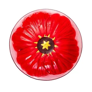 Glass 18" Birdbath,Flower,2gb617