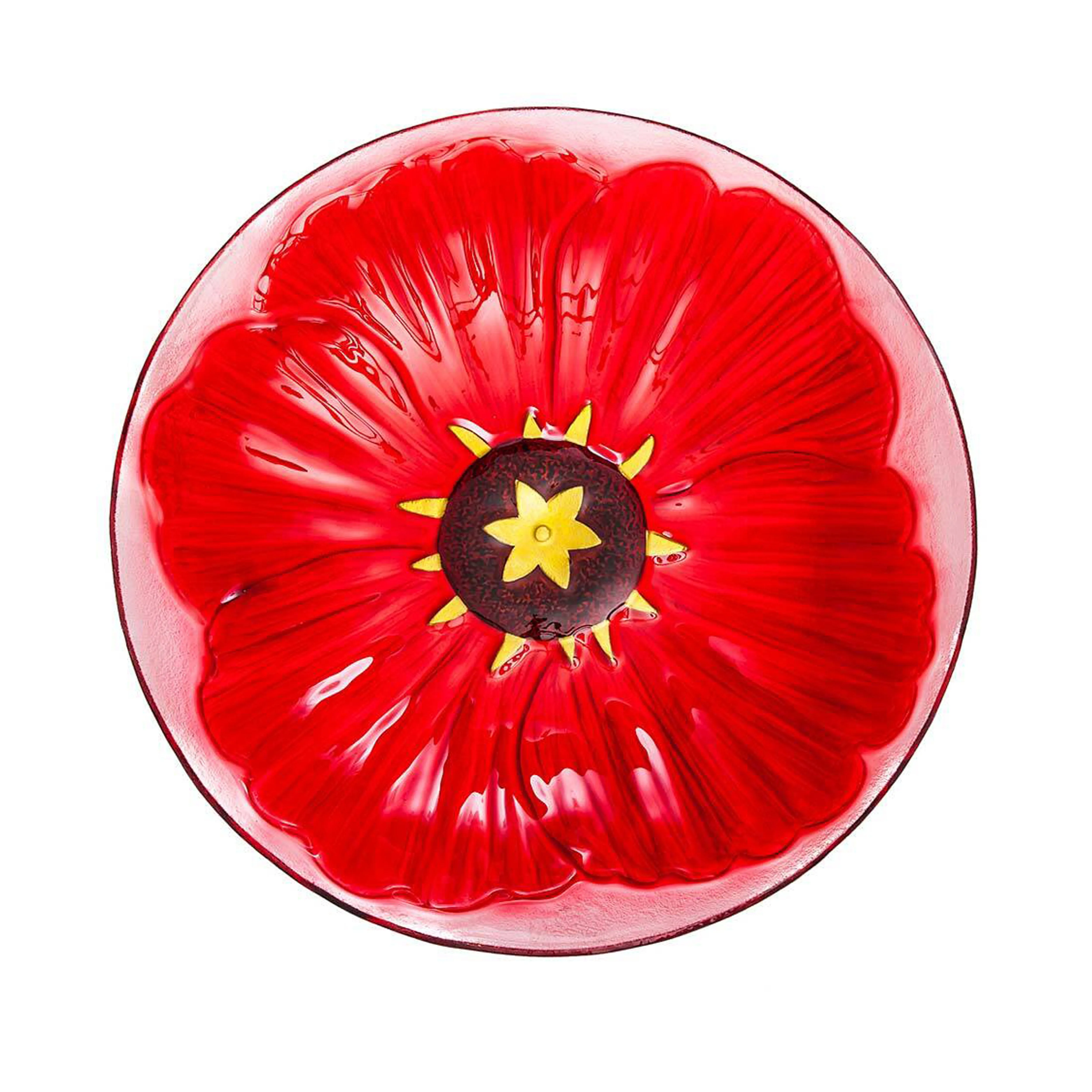 Glass 18" Birdbath,Flower,2gb617