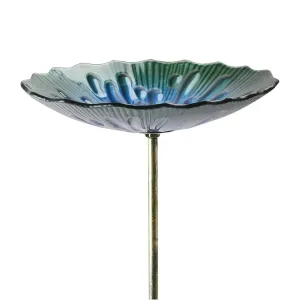 Glass Garden Bird Bath Outdoor Freestanding Water Dish - Choice of Designs