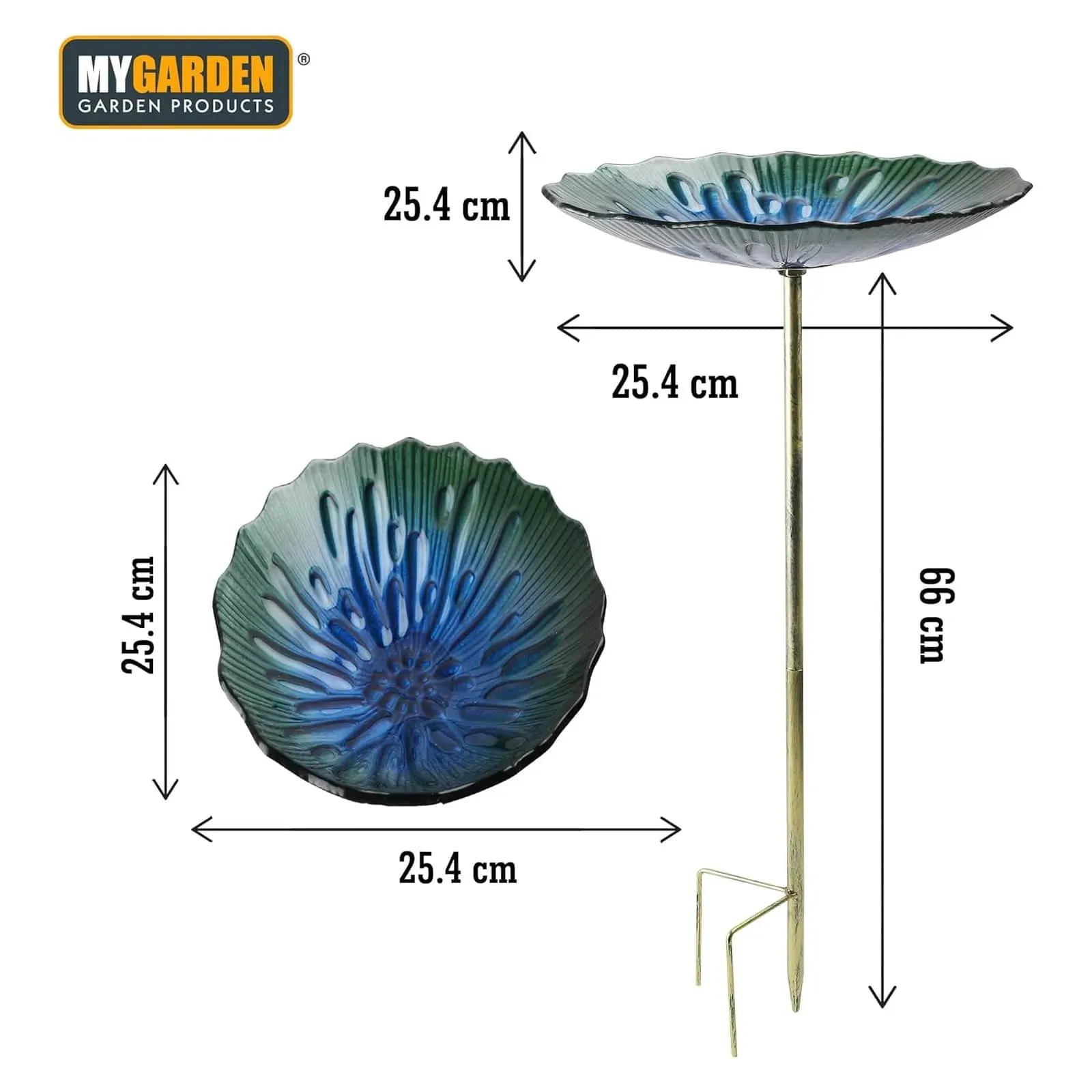 Glass Garden Bird Bath Outdoor Freestanding Water Dish - Choice of Designs