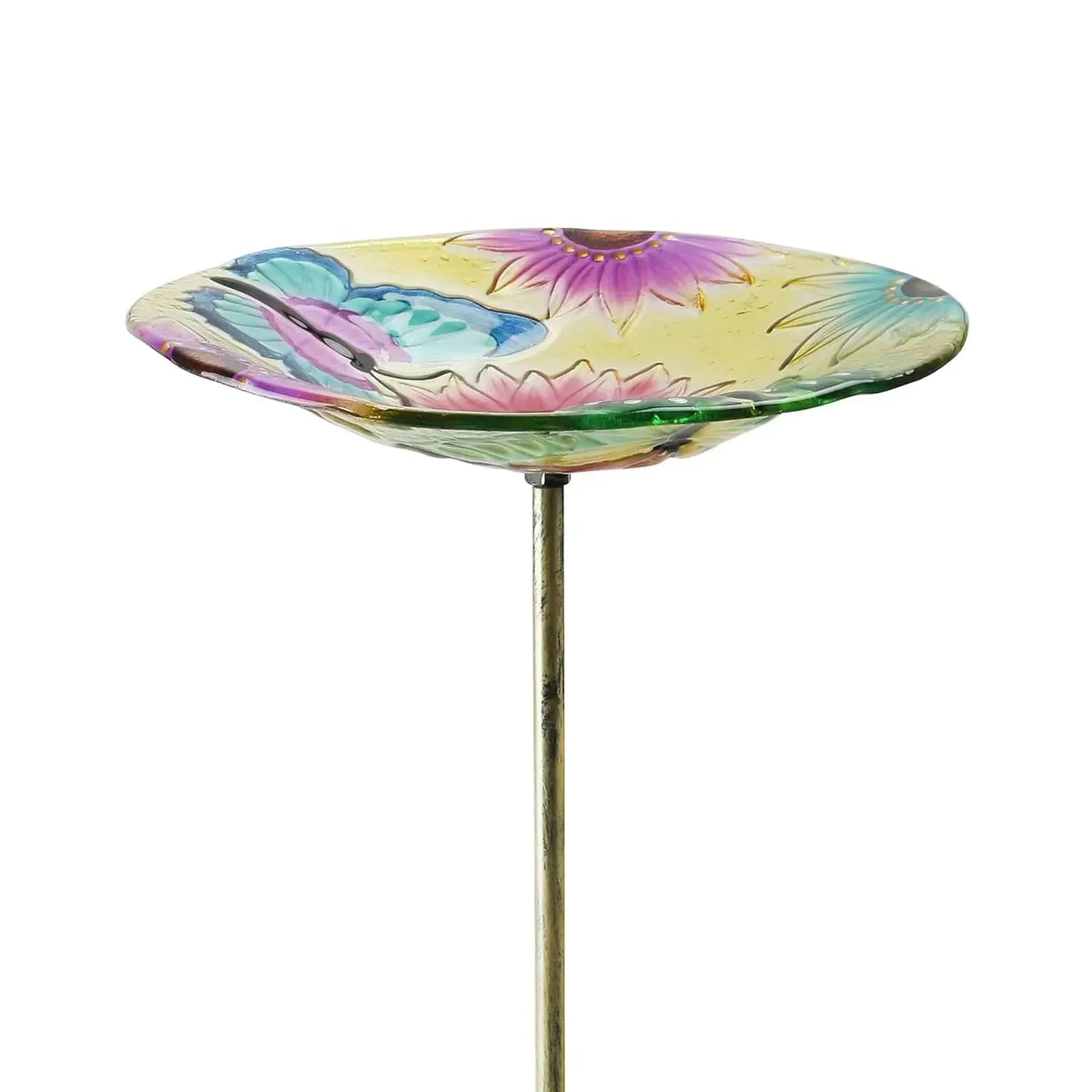 Glass Garden Bird Bath Outdoor Freestanding Water Dish - Choice of Designs