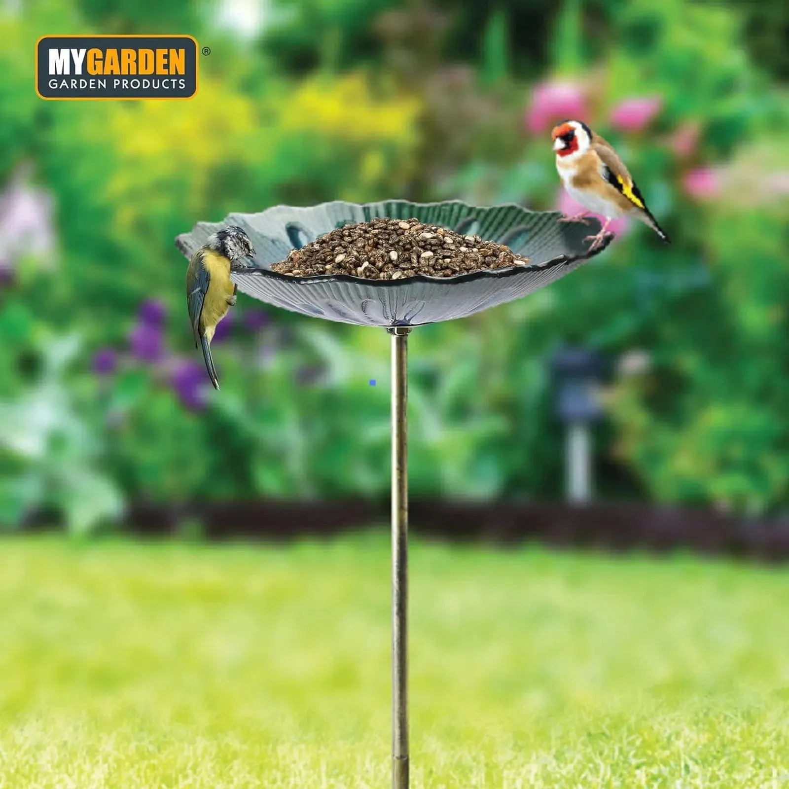 Glass Garden Bird Bath Outdoor Freestanding Water Dish - Choice of Designs