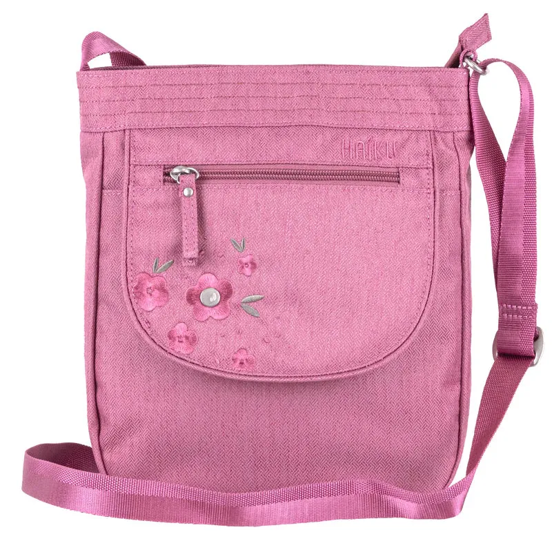 Haiku Jaunt Cross Body Bag in Cherry Blossom, Stone Gray, Black in Bloom & Forest
