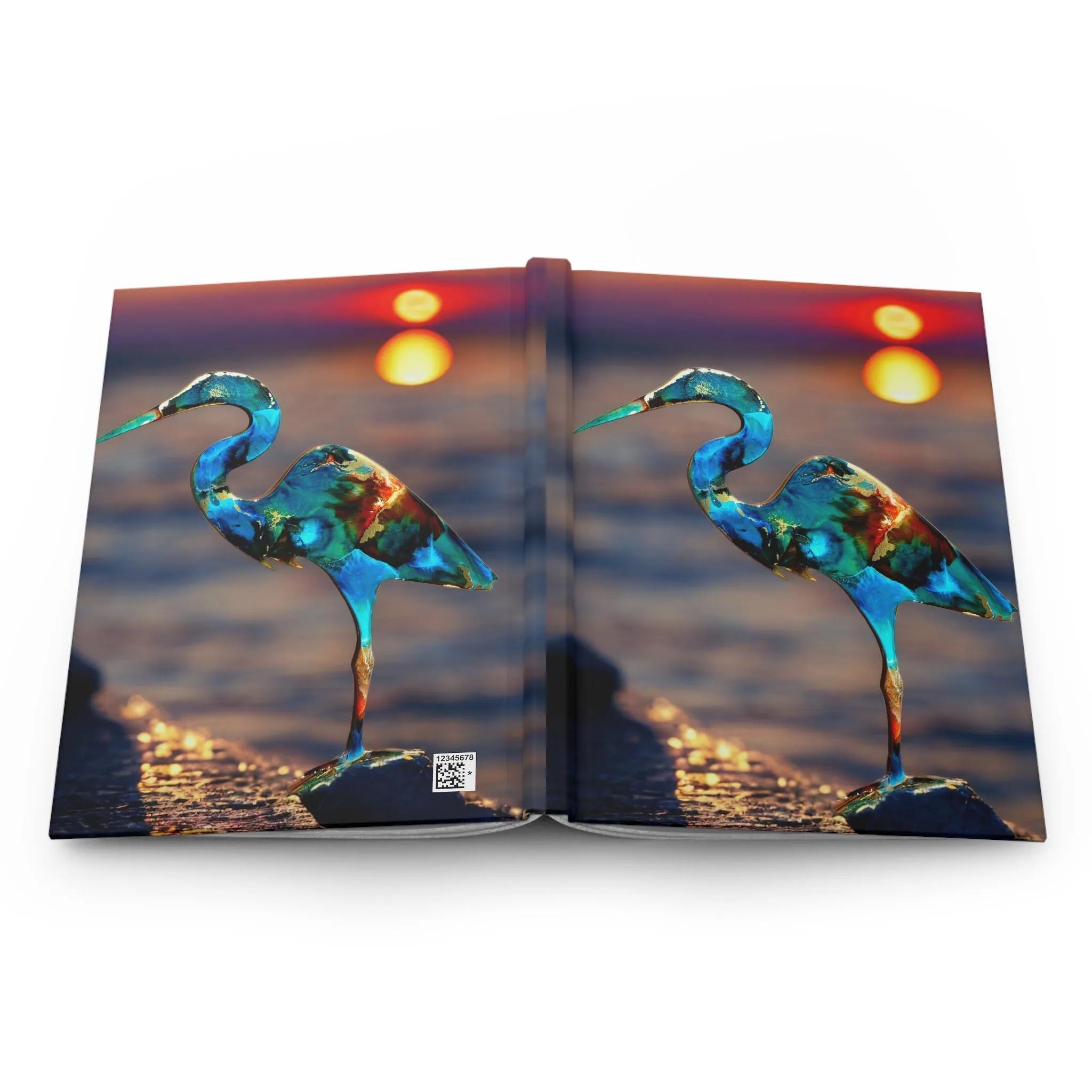 Heron Coastal Bird at Sunset Hardcover Journal Matte