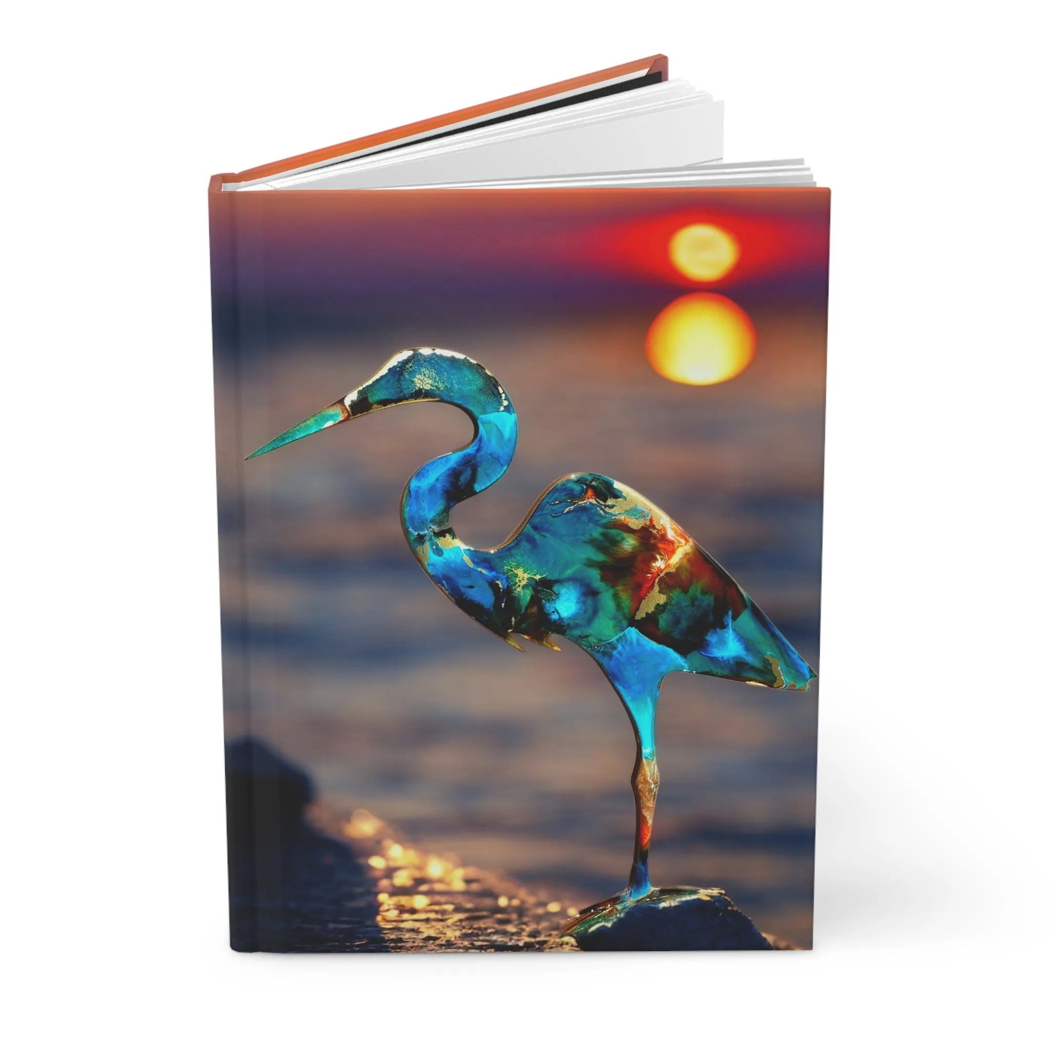 Heron Coastal Bird at Sunset Hardcover Journal Matte