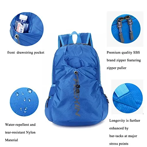 HEXIN Rated 25L Water Risistant Durable Matching Backpack Handy Daypack Blue
