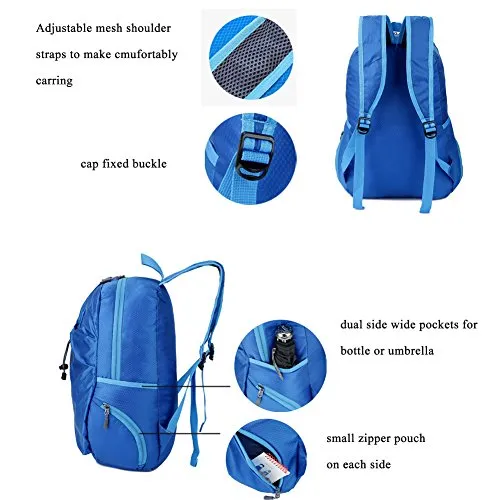 HEXIN Rated 25L Water Risistant Durable Matching Backpack Handy Daypack Blue