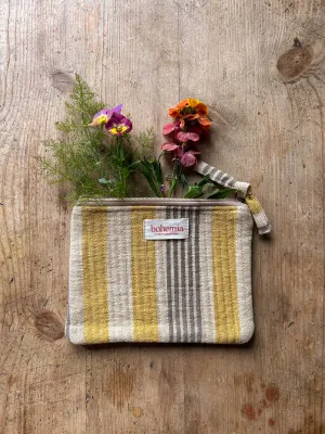 Jaipur Stripe Medium Pouch, India Yellow