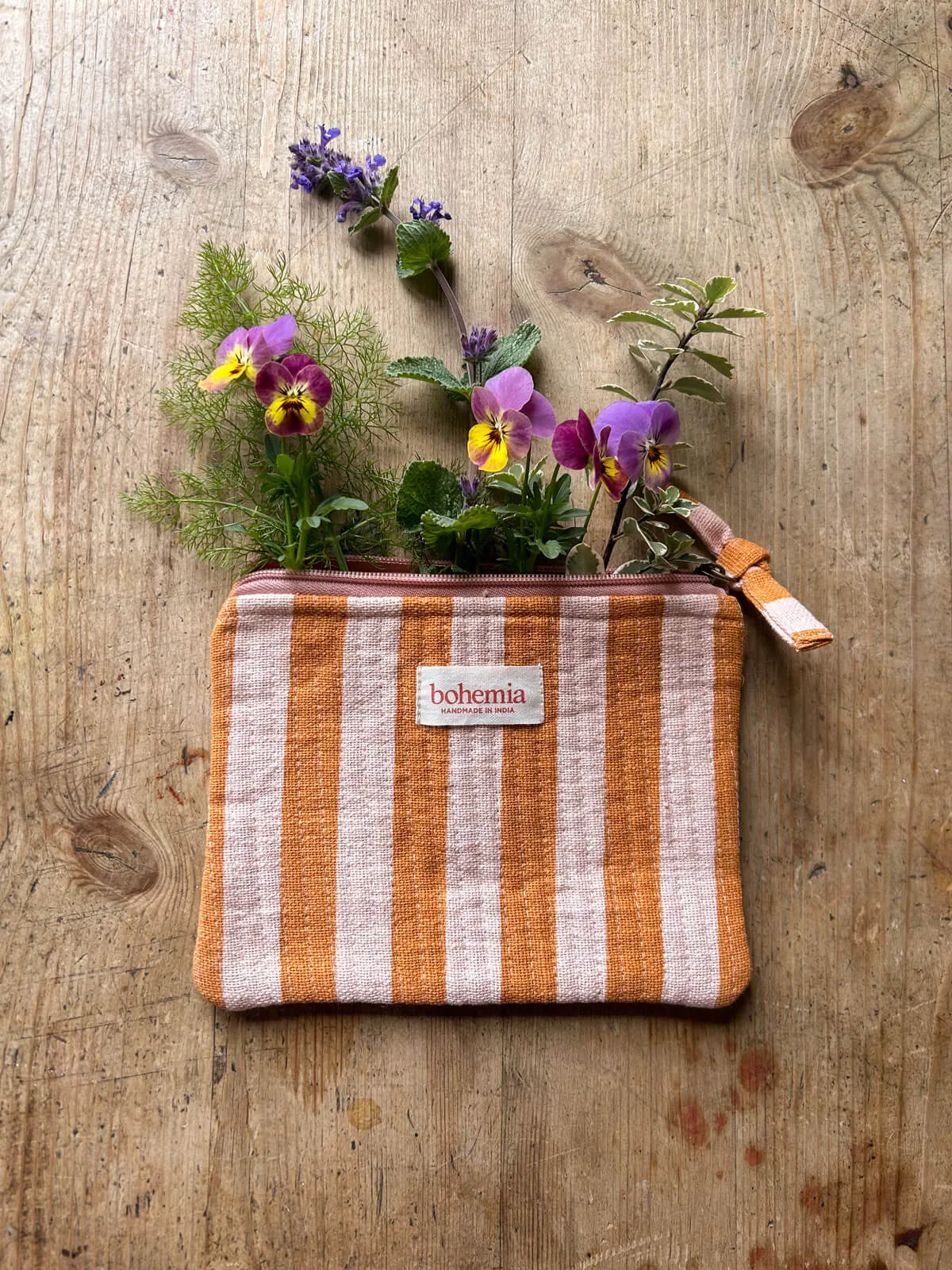 Jaipur Stripe Medium Pouch, Pink City