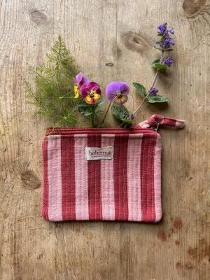 Jaipur Stripe Medium Pouch, Pomegranate