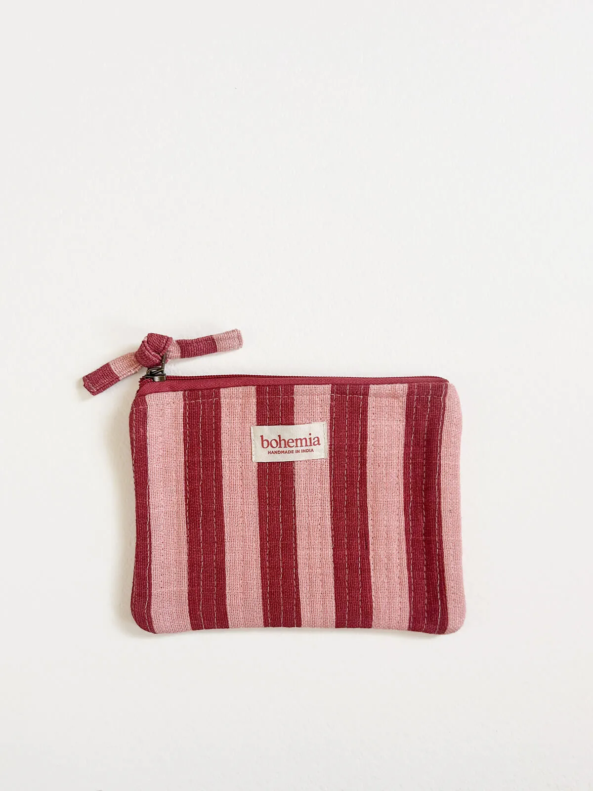 Jaipur Stripe Medium Pouch, Pomegranate