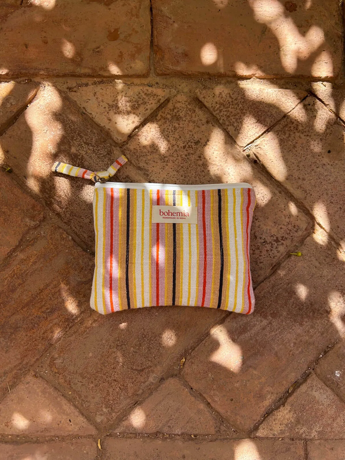 Jaipur Stripe Medium Pouch, Tutti Frutti