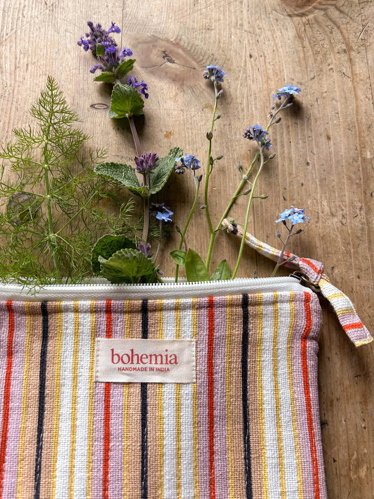 Jaipur Stripe Medium Pouch, Tutti Frutti