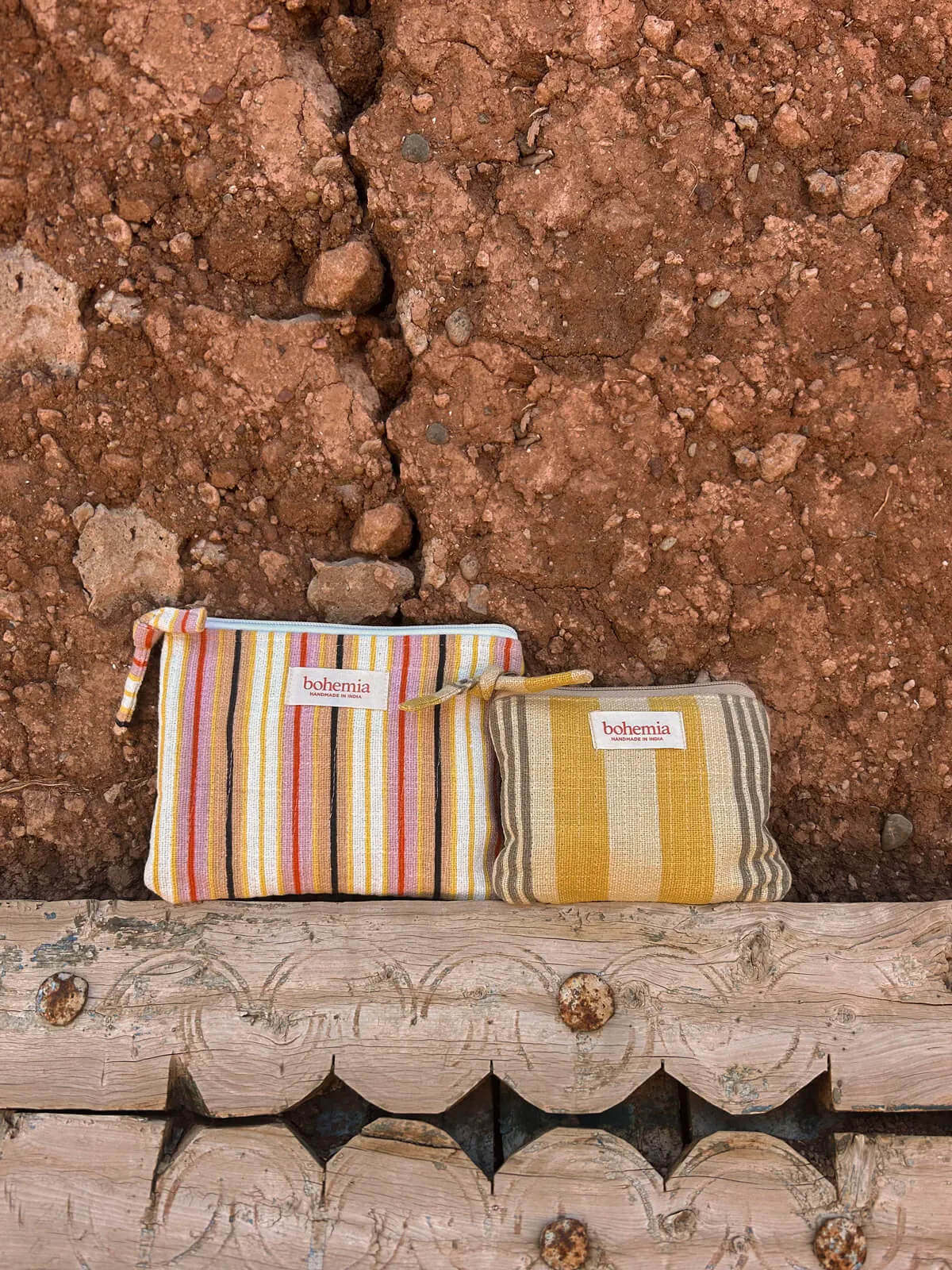 Jaipur Stripe Medium Pouch, Tutti Frutti