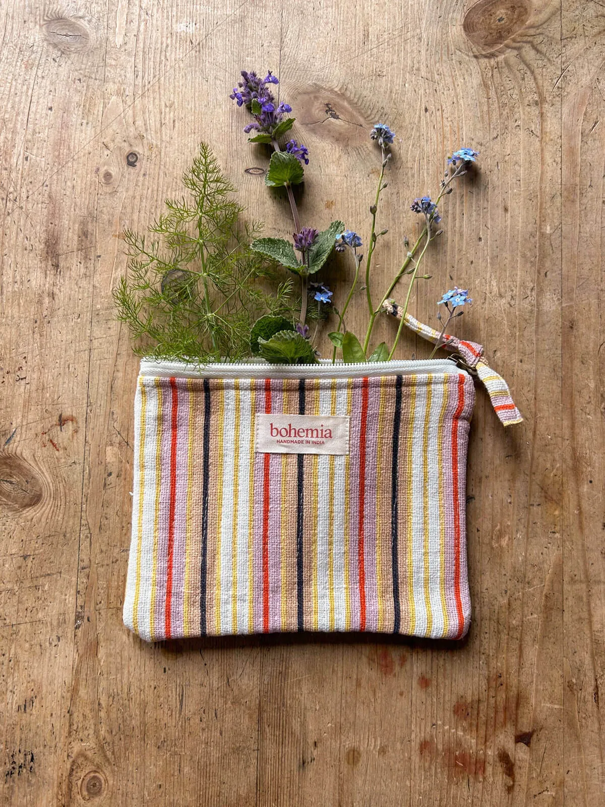 Jaipur Stripe Medium Pouch, Tutti Frutti