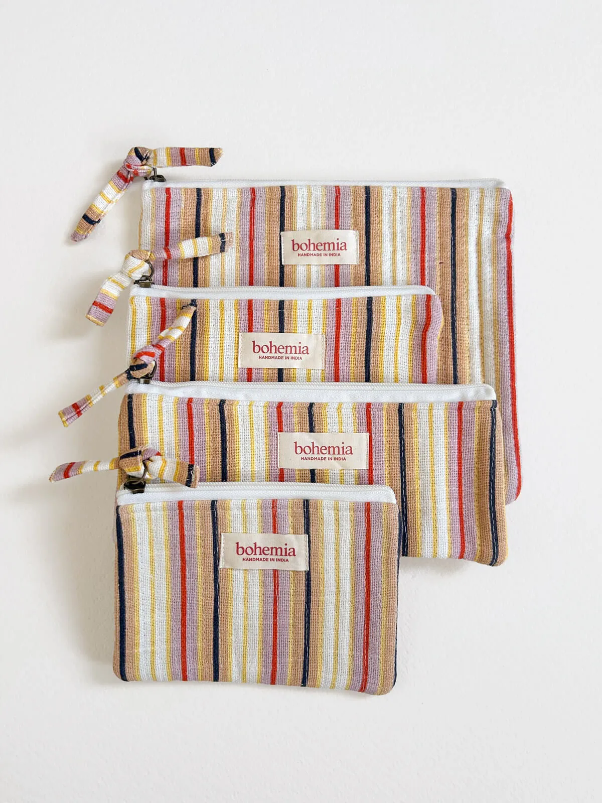 Jaipur Stripe Medium Pouch, Tutti Frutti
