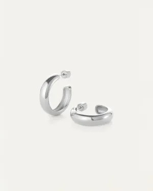 Jenny Bird - Staple Hoops Medium (Rhodium)