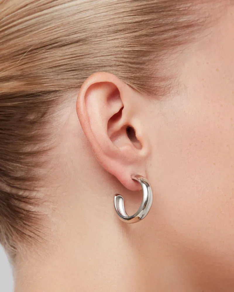 Jenny Bird - Staple Hoops Medium (Rhodium)