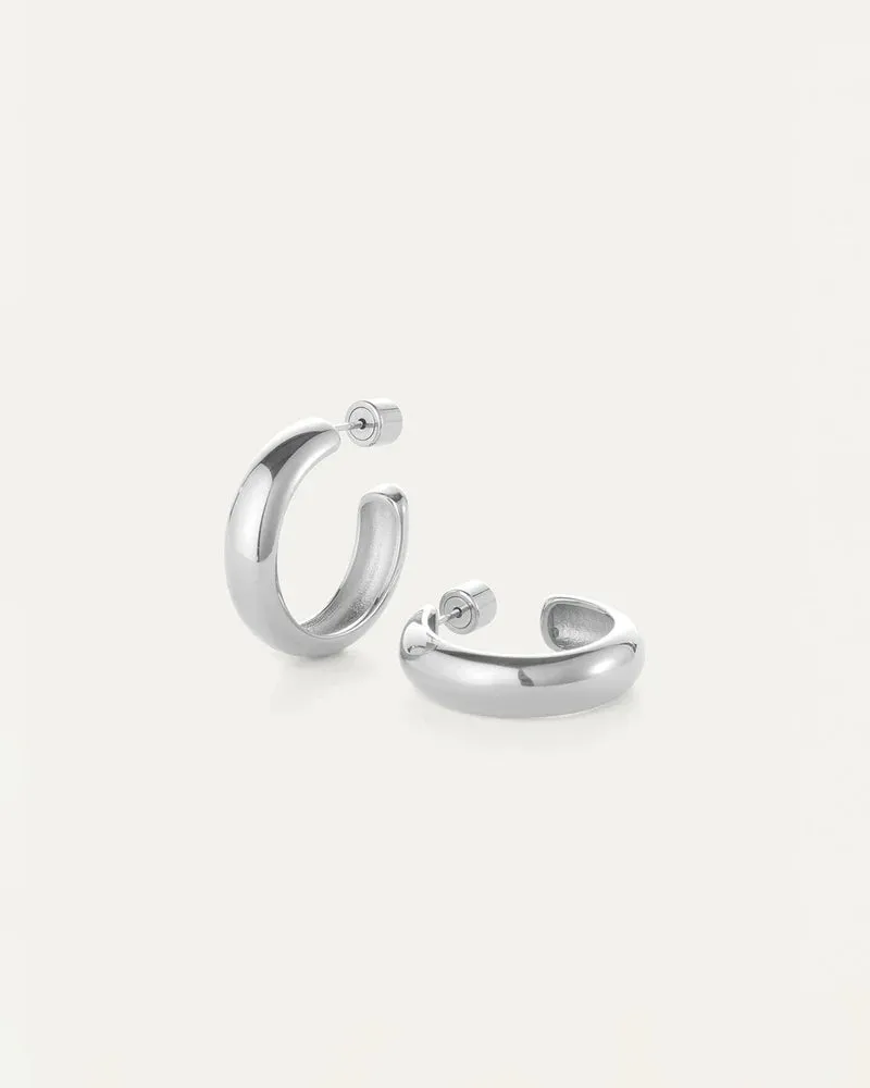 Jenny Bird - Staple Hoops Medium (Rhodium)