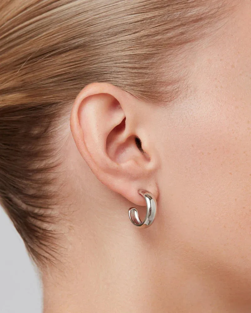 Jenny Bird - Staple Hoops Small (Rhodium)