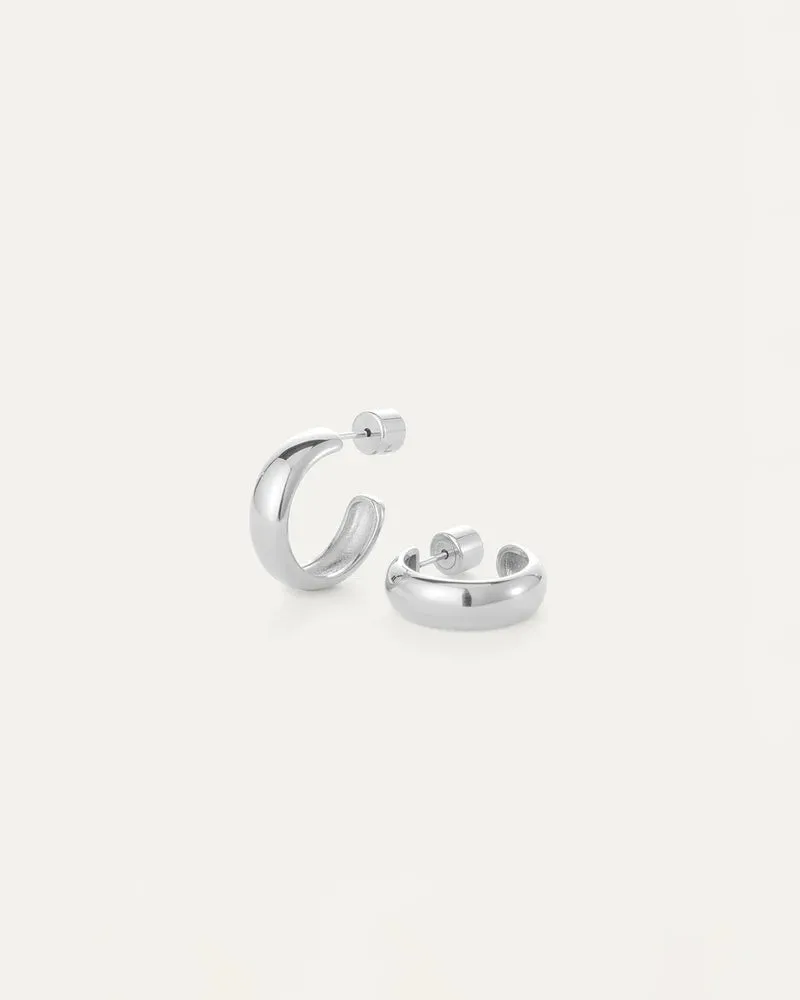 Jenny Bird - Staple Hoops Small (Rhodium)
