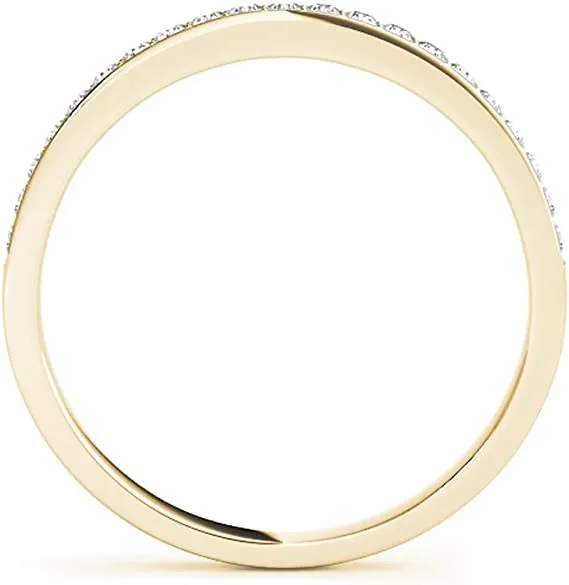 JewelMore 0.25 Carat Halo Round Diamond Antique Wedding Band for Women | 14K Solid Rose Gold, White Gold & Yellow Gold |Lightweight Diamond Bridal/Engagement Jewelry