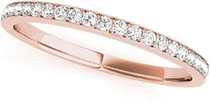 JewelMore 0.25 Carat Halo Round Diamond Antique Wedding Band for Women | 14K Solid Rose Gold, White Gold & Yellow Gold |Lightweight Diamond Bridal/Engagement Jewelry