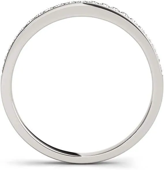 JewelMore 0.25 Carat Halo Round Diamond Antique Wedding Band for Women | 14K Solid Rose Gold, White Gold & Yellow Gold |Lightweight Diamond Bridal/Engagement Jewelry