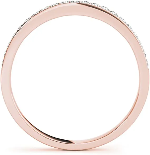 JewelMore 0.25 Carat Halo Round Diamond Antique Wedding Band for Women | 14K Solid Rose Gold, White Gold & Yellow Gold |Lightweight Diamond Bridal/Engagement Jewelry