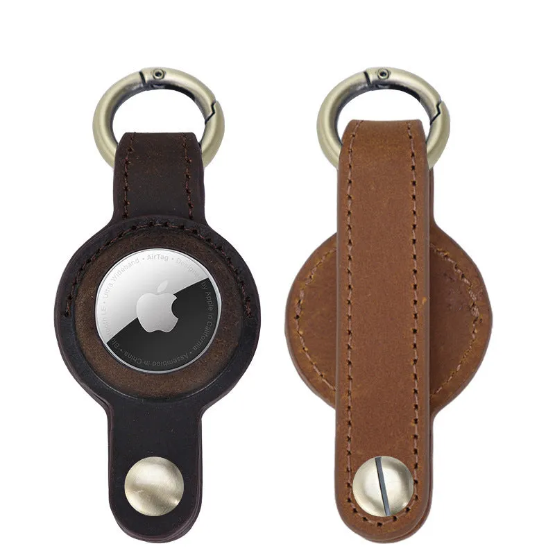 Leather Apple Airtag Key Holder Full Grain leather AirTag Keychain Airtag Holder Air Tag Case Keychain Holder For Air Tag