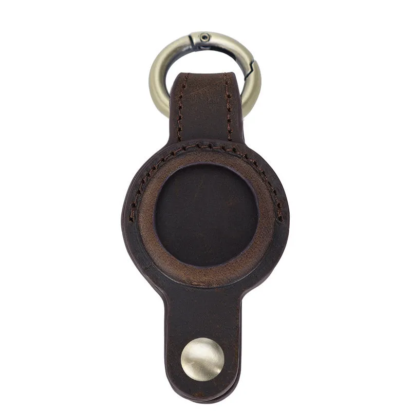 Leather Apple Airtag Key Holder Full Grain leather AirTag Keychain Airtag Holder Air Tag Case Keychain Holder For Air Tag