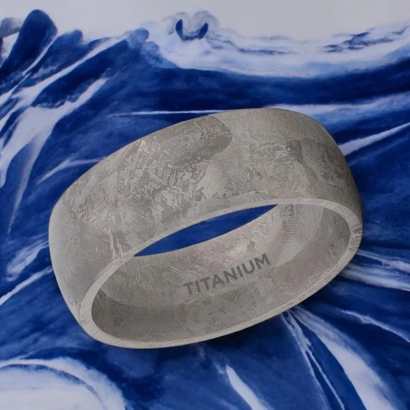 MAGELLANIC | Titanium Ring, Meteorite Pattern, Domed